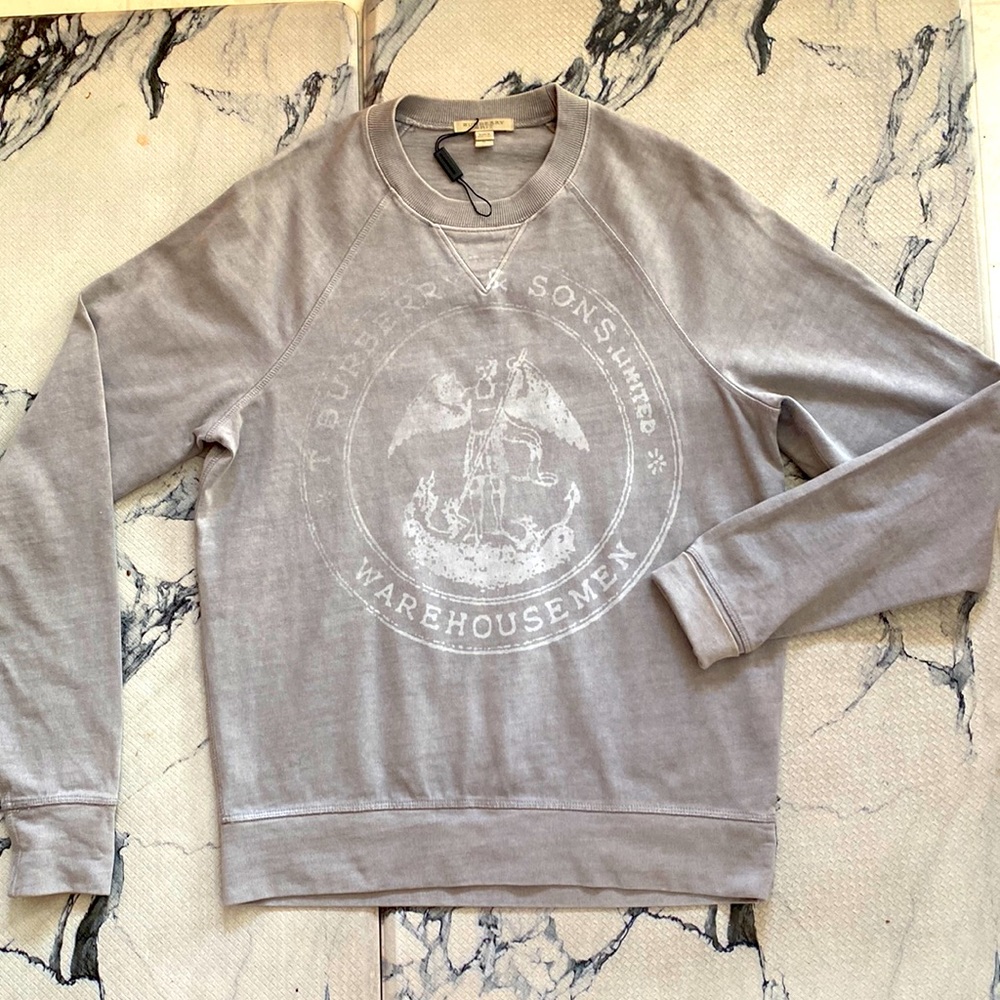 Burberry NEW Large LOGO (Distressed) Sweatshirt🔥Mens SM/Med 21” p-p UNISEX
